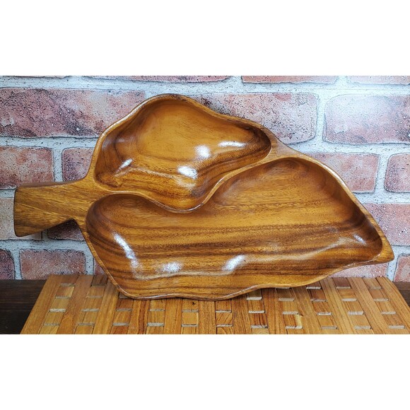 Large Wood Vintage Divided Tray - Picture 2 of 8